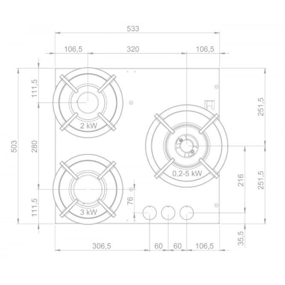 NOVY 56006 table de cuisson au gaz - domino