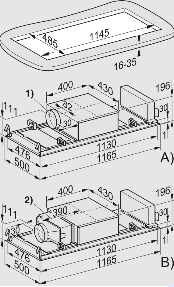 MIELE DAC4240MASW hotte plafonnier - 115cm