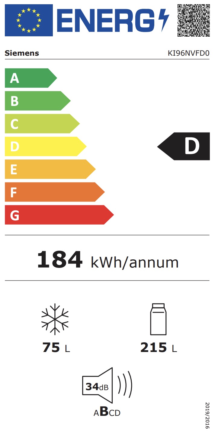 SIEMENS KI96NVFD0 IQ300 combiné réfrigérateur-congélateur - 194cm
