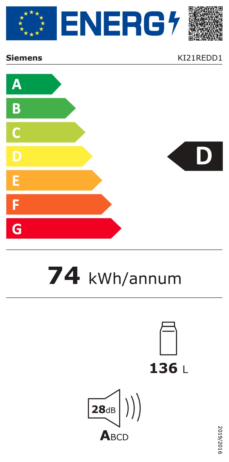 SIEMENS KI21REDD1 réfrigérateur sans congélateur - 88cm