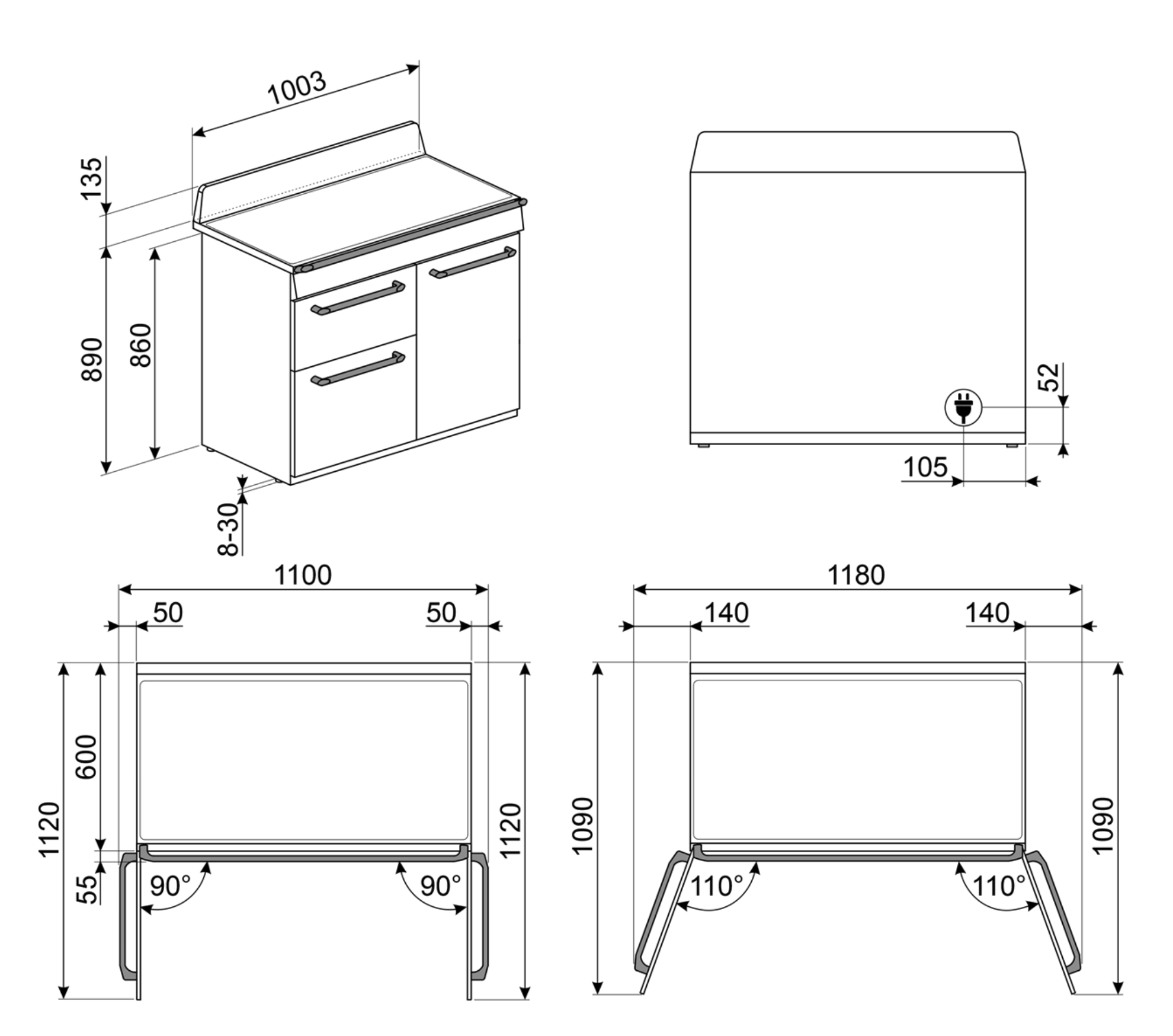 SMEG TR103IGR2 cuisinière avec taque à induction - 100cm