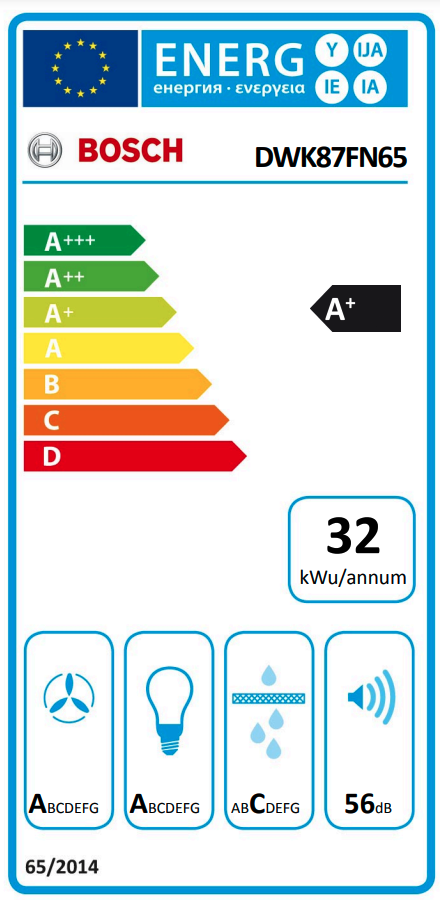 BOSCH DWK87FN65 SERIE 4 hotte murale - 80cm