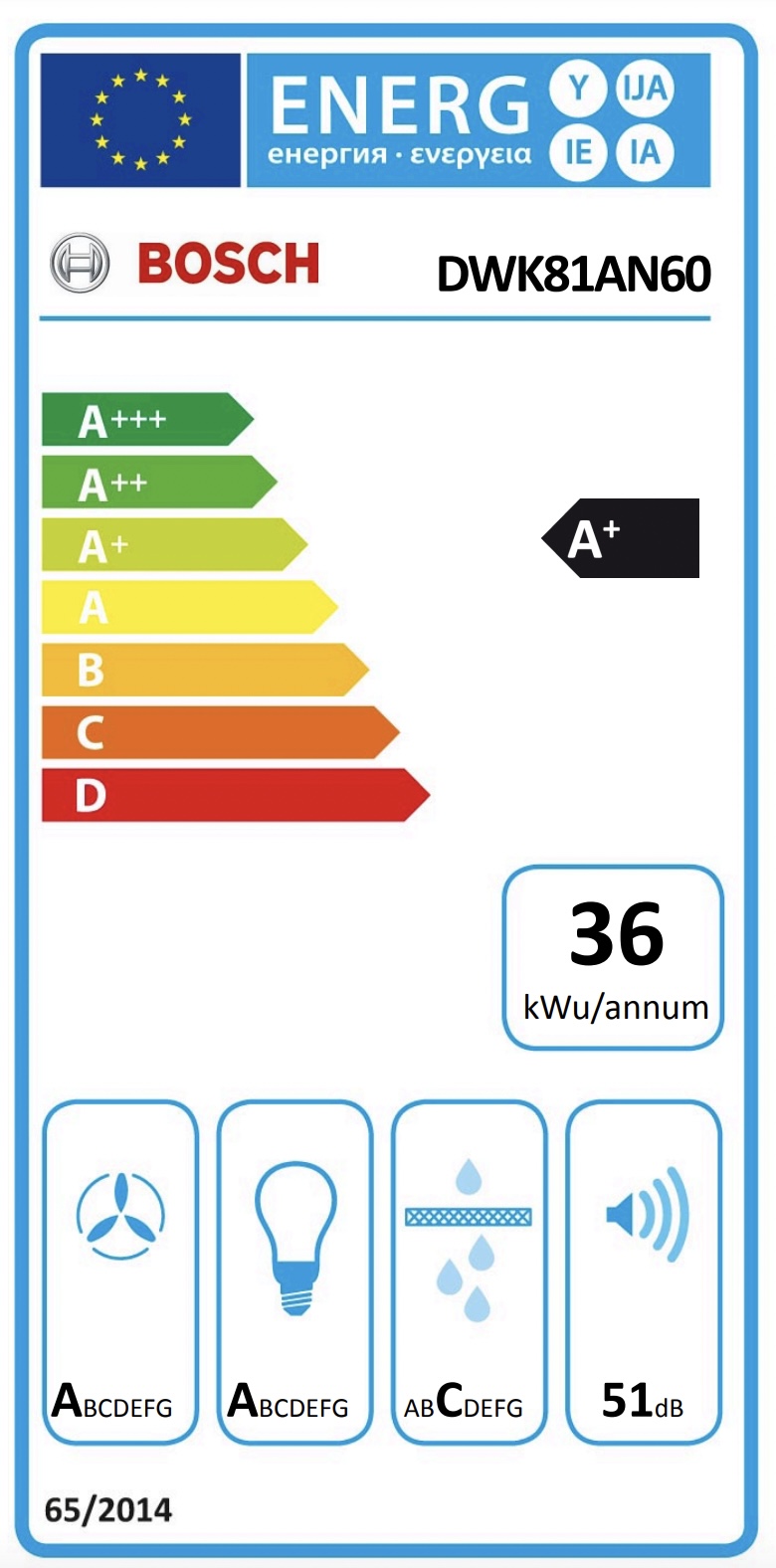 BOSCH DWK81AN60 SERIE 6 hotte murale - 80cm