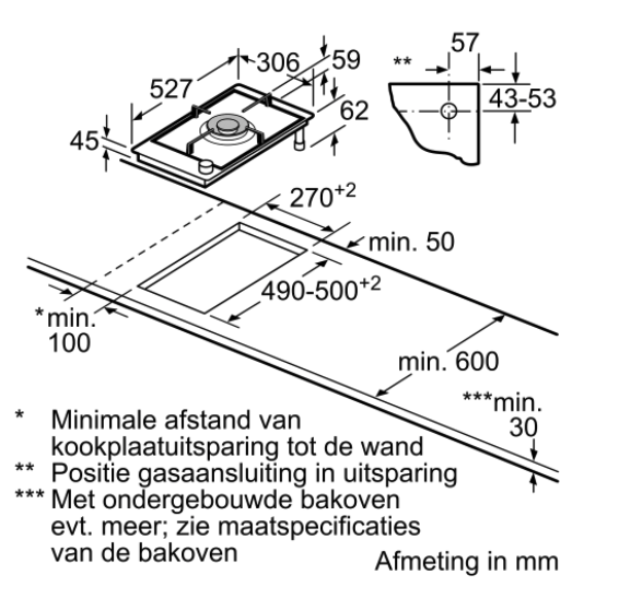 BOSCH PRA3A6B70 SERIE 8 table de cuisson au gaz - domino