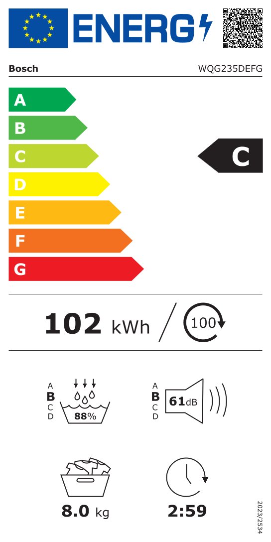 BOSCH WQG235DEFG SERIE 6 sèche-linge - par pompe à chaleur