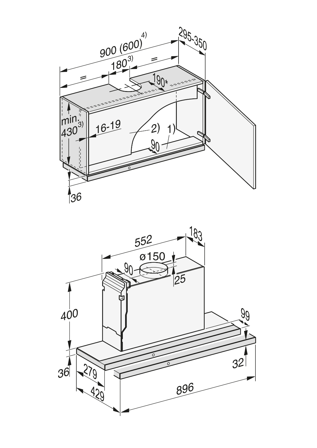 MIELE DAS4930OBSW hotte téléscopique - 90cm