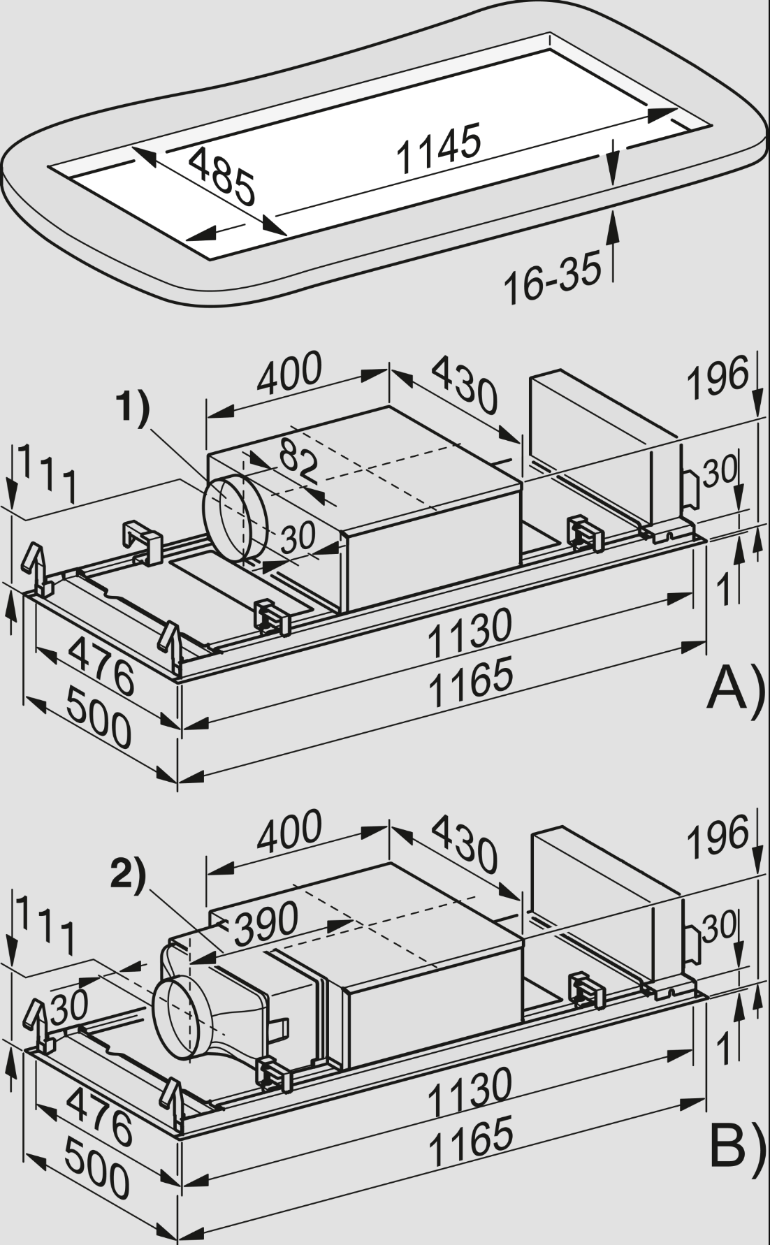 MIELE DAC2240EDST hotte plafonnier - 115cm