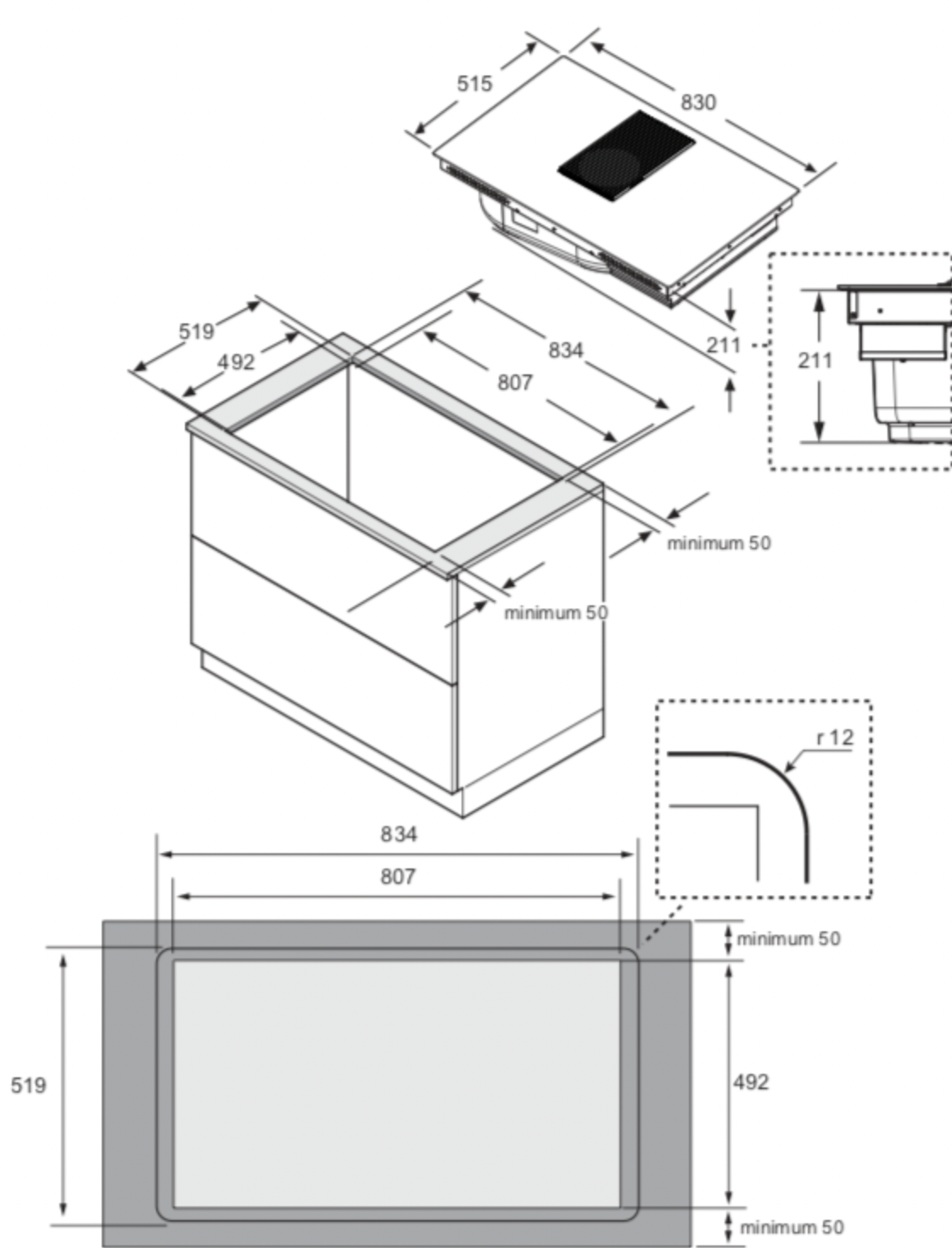 SAMSUNG NZ84T9747UK table de cuisson avec hotte integrée - 83cm