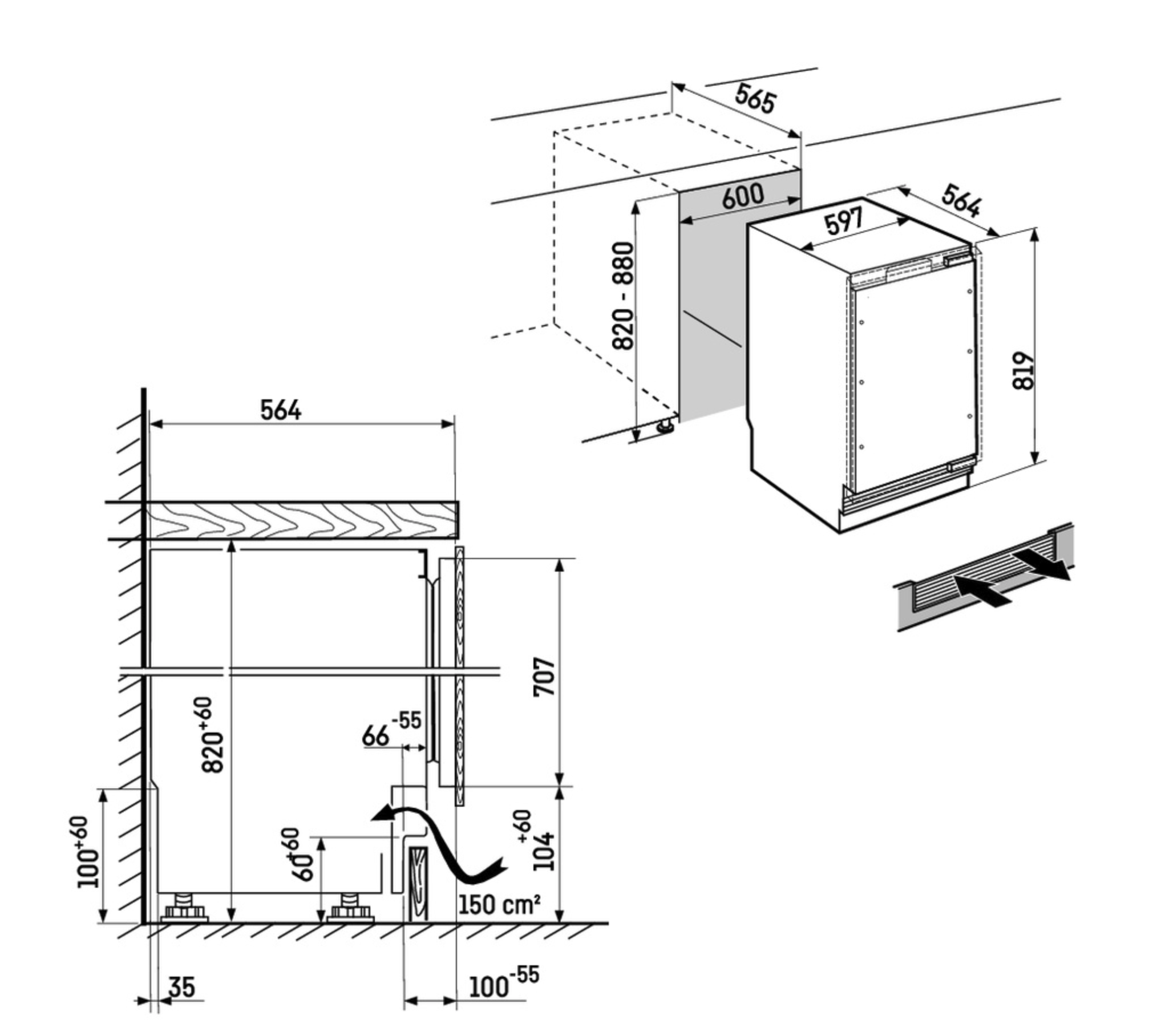 LIEBHERR UORPR365I20 réfrigérateur sous-encastable