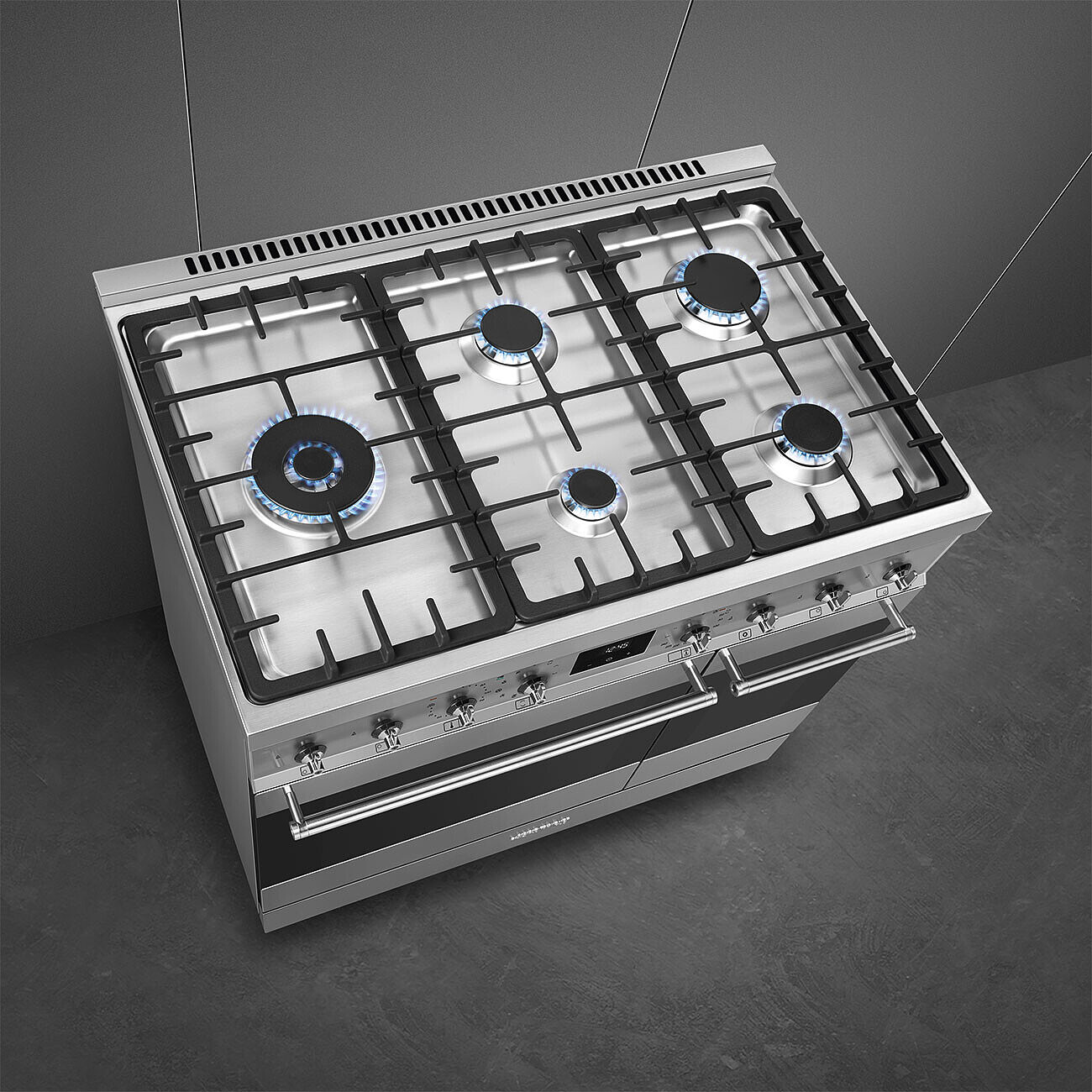 SMEG C92GPX2 cuisinière avec taque à gaz - 90cm