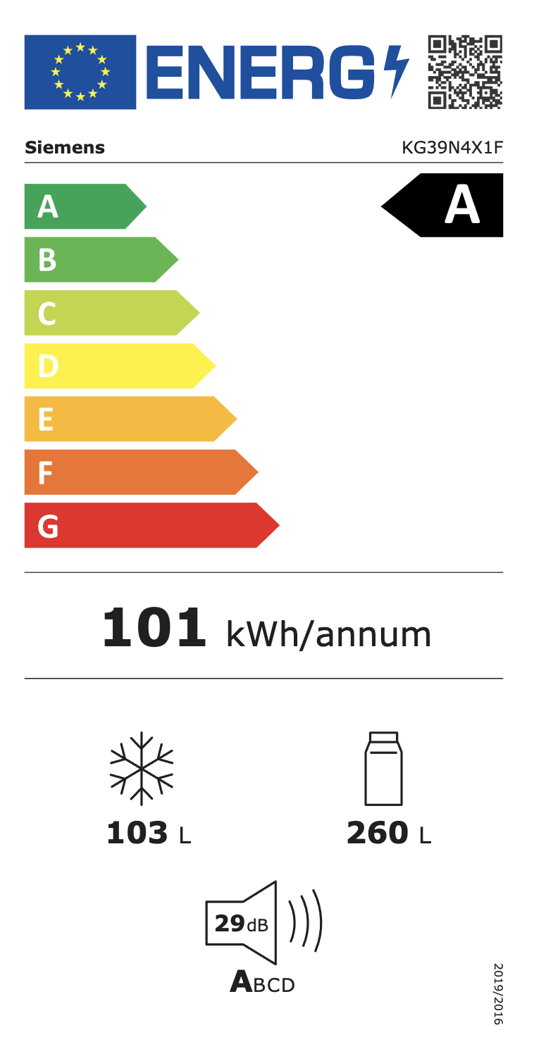 SIEMENS KG39N4X1F iQ500 combiné réfrigérateur-congélateur pose-libre - 203cm
