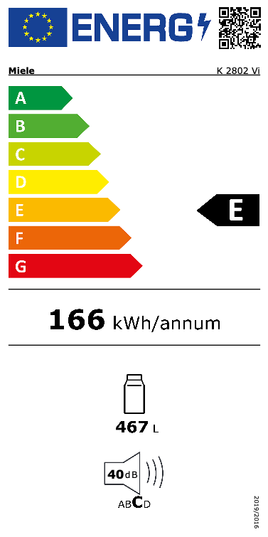 MIELE K2802VI MASTERCOOL refrigérateur sans surgélateur - 213cm