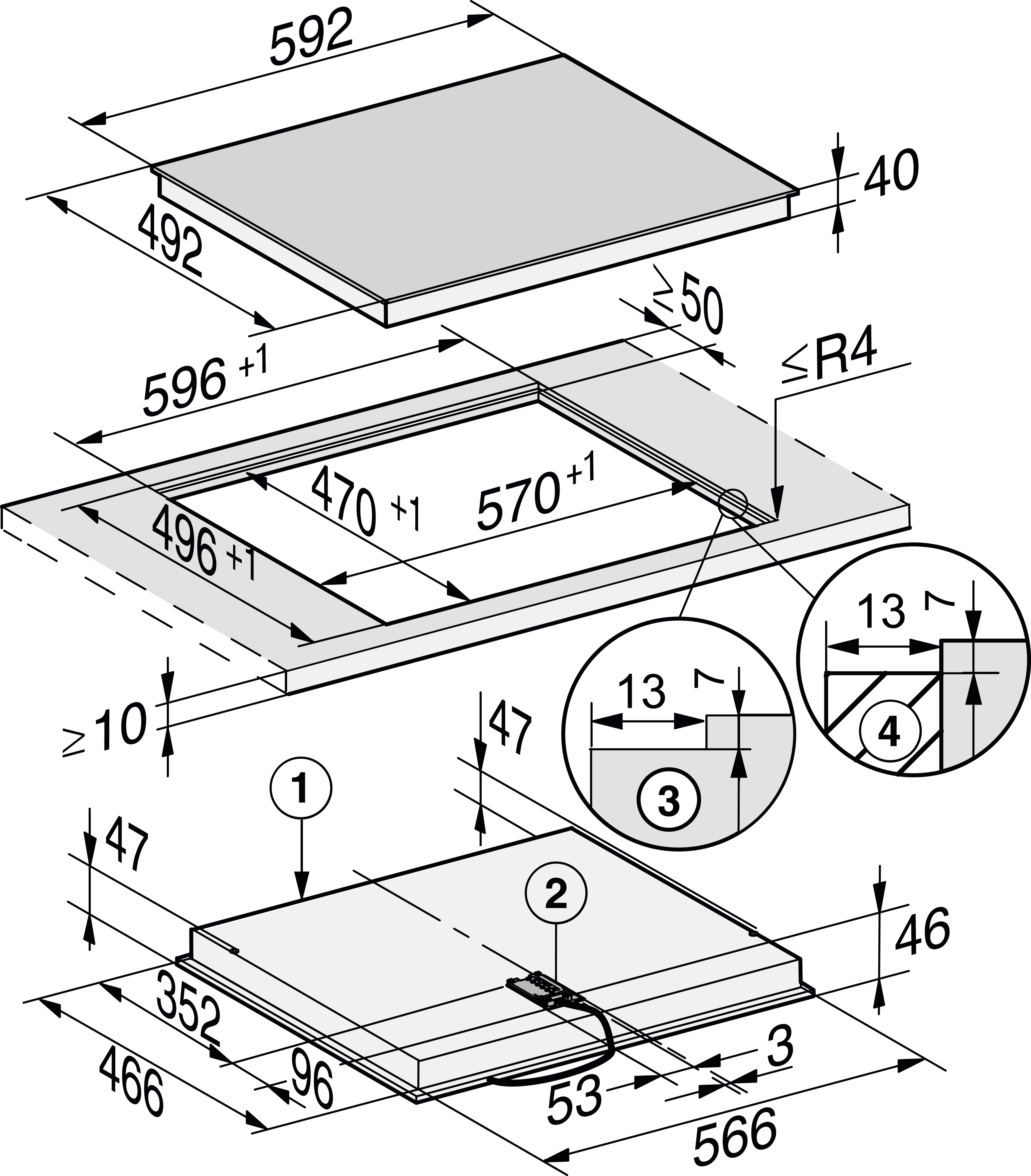 MIELE KM6520FL table de cuisson vitrocéramique - 60cm