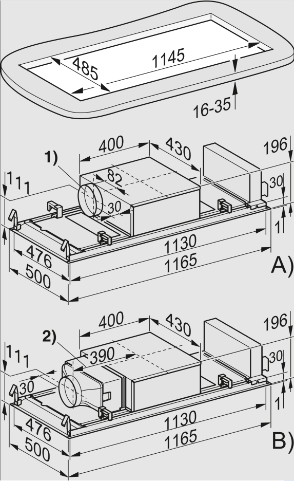 MIELE DAC4240WSMA hotte plafonnier - 115cm