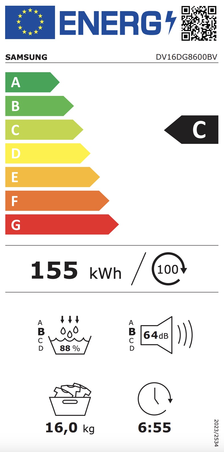 SAMSUNG DV16DG8600BVU3 sèche-linge - par pompe à chaleur
