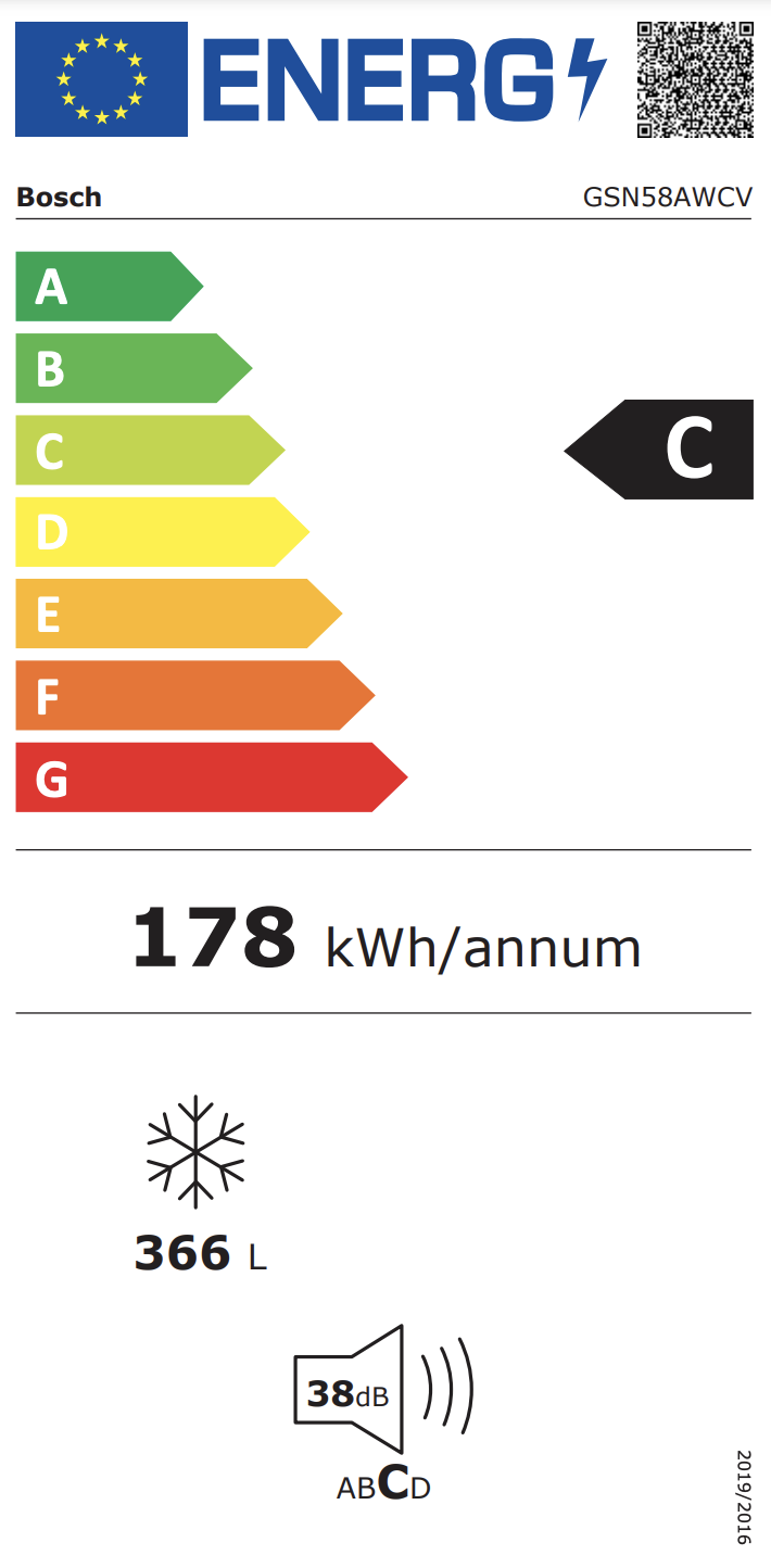 BOSCH GSN58AWCV SERIE 6 congélateur pose-libre - 191cm
