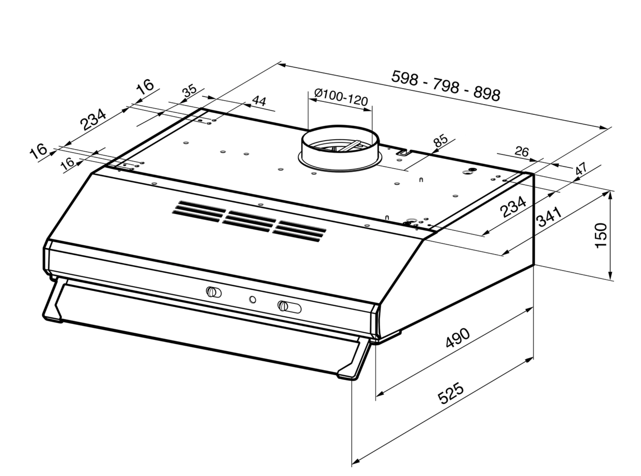 SMEG KSEC91XE3 hotte sous-encastrable - 90cm