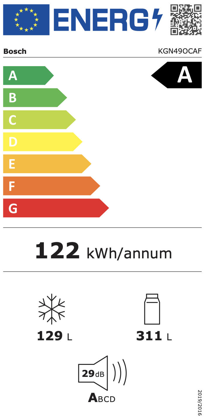 BOSCH KGN49OCAF Serie 4 combiné réfrigérateur-congélateur pose-libre - 203cm