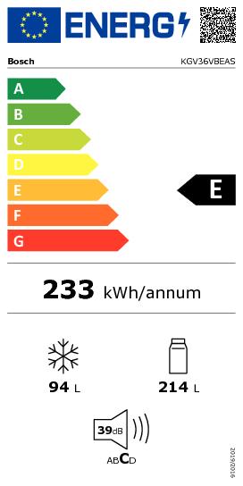 BOSCH KGV36VBEAS SERIE 4 combiné réfrigérateur-congélateur pose-libre - 186cm