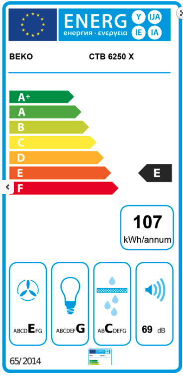 BEKO CTB6250X hotte téléscopique - 60cm