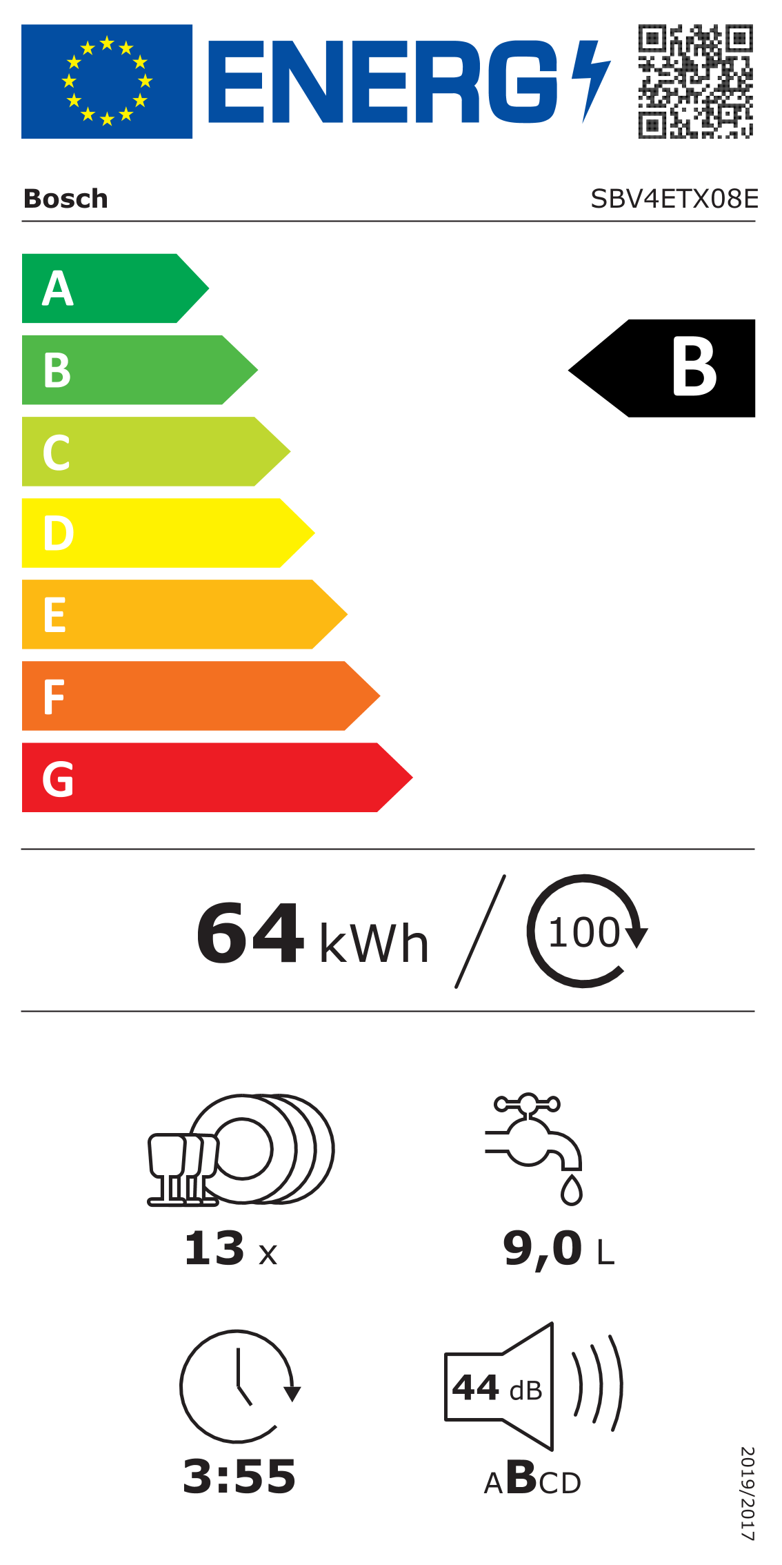 BOSCH SBV4ETX08E lave-vaisselle entièrement intégrable
