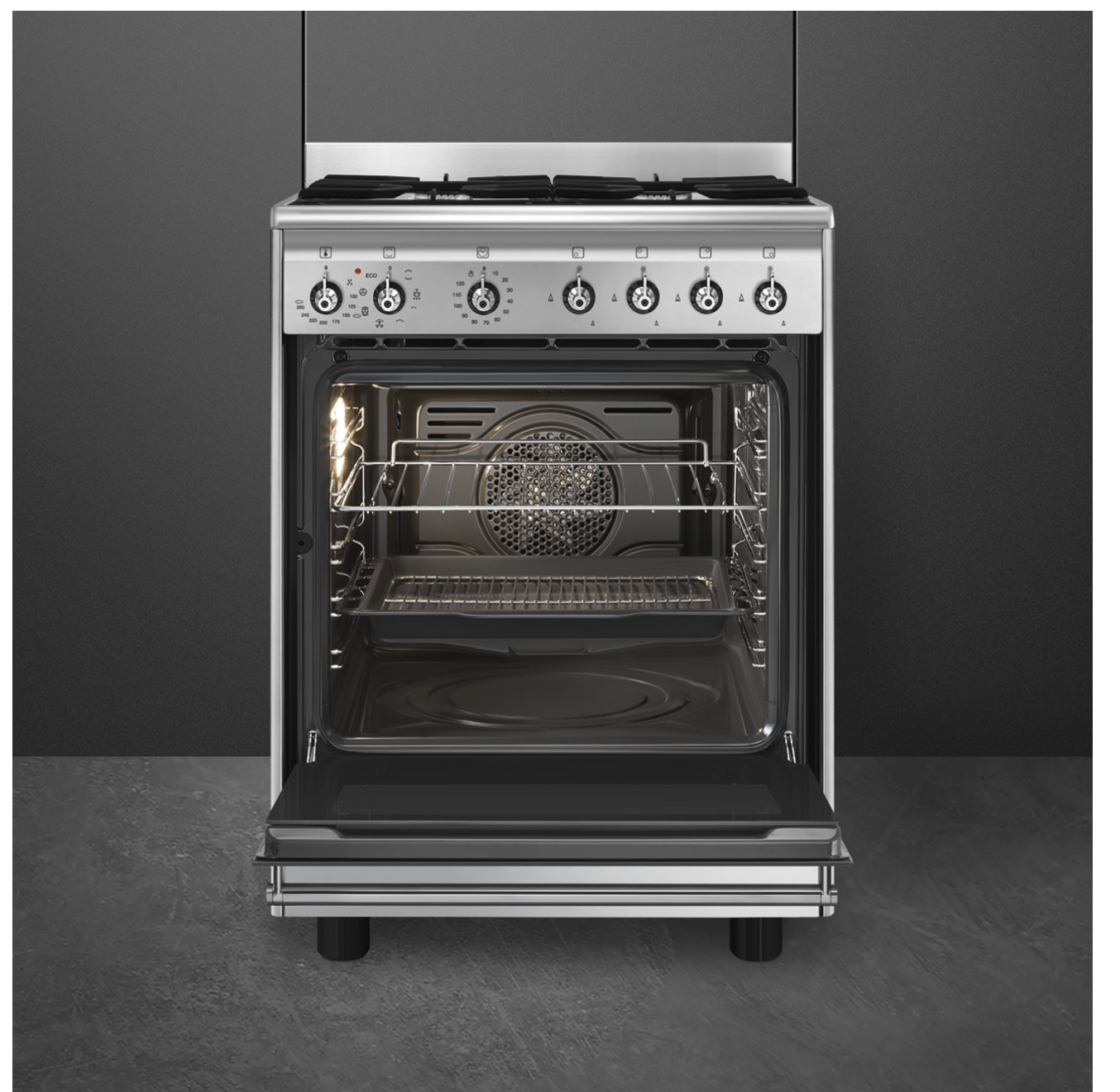 SMEG CX60GMX cuisinière avec taque à gaz - 60cm