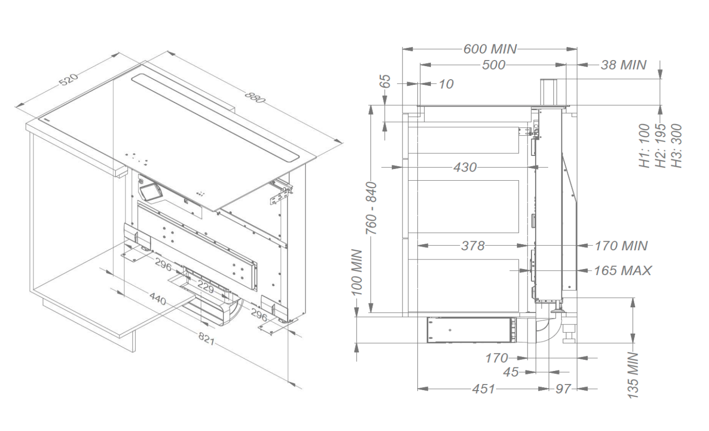 NOVY 1821-G1 table de cuisson avec hotte integrée - 80cm