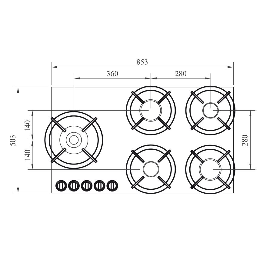 NOVY 56017 table de cuisson au gaz - domino