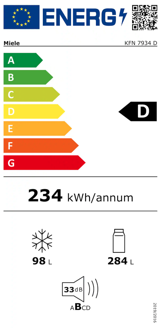 MIELE KFN7934DRE combiné réfrigérateur-congélateur - 194cm
