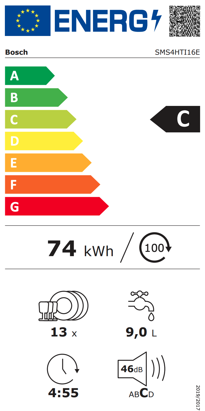 BOSCH SMS4HTI16E Series 4 lave-vaisselle pose-libre