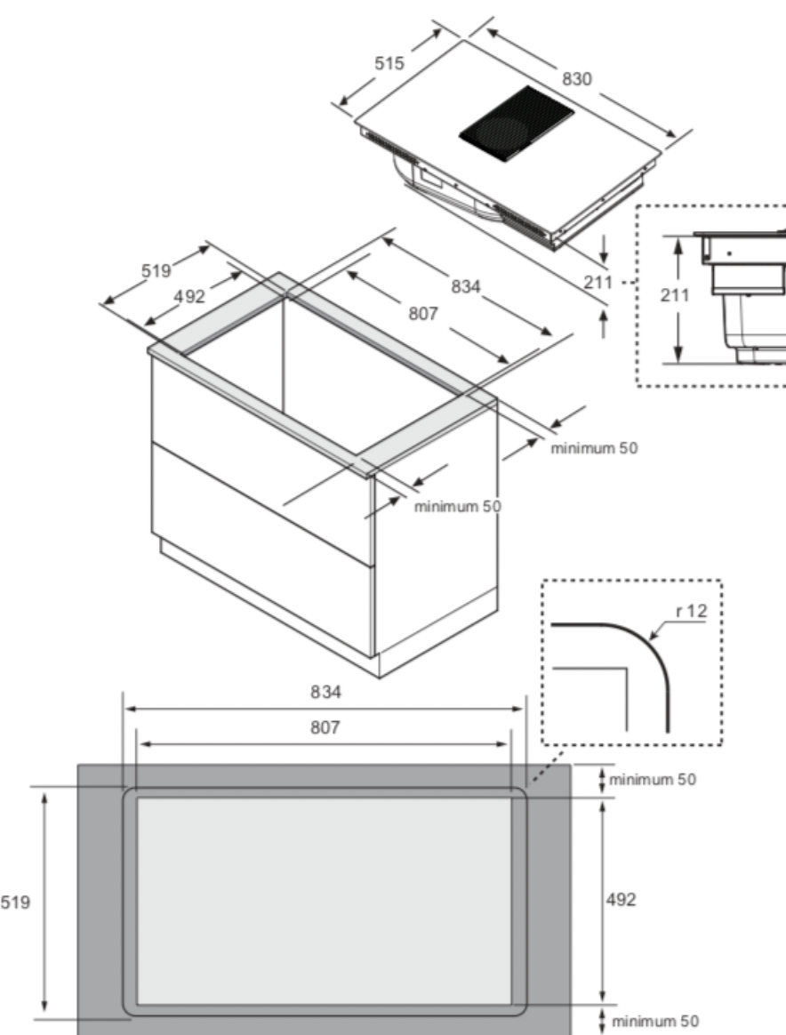 SAMSUNG NZ84T9747VK table de cuisson avec hotte integrée - 83cm