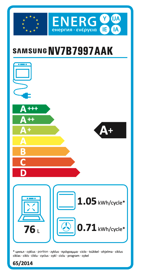 SAMSUNG NV7B7997AAK four multifonction avec vapeur - 60cm