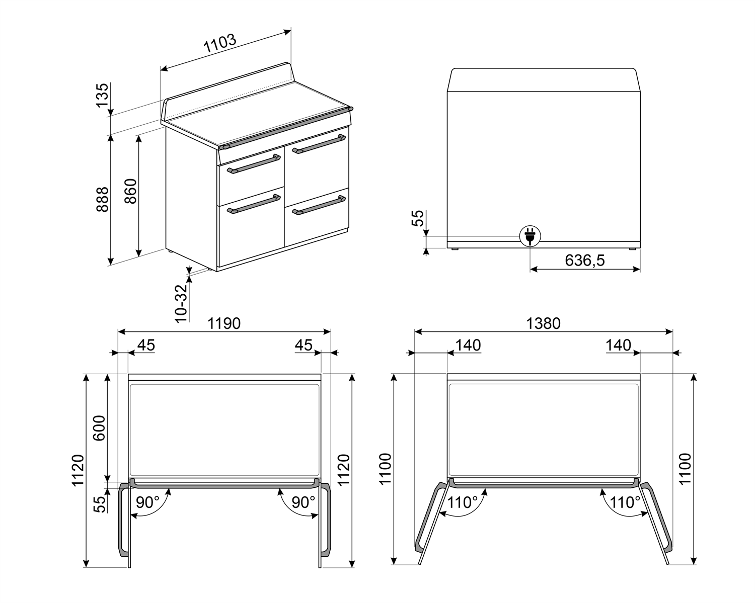 SMEG TR4110IGR2 cuisinière avec taque à induction - 110cm