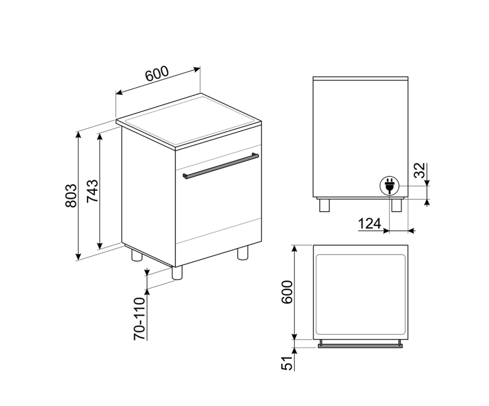 SMEG C6IMBLT2 cuisinière avec taque à induction - 60cm