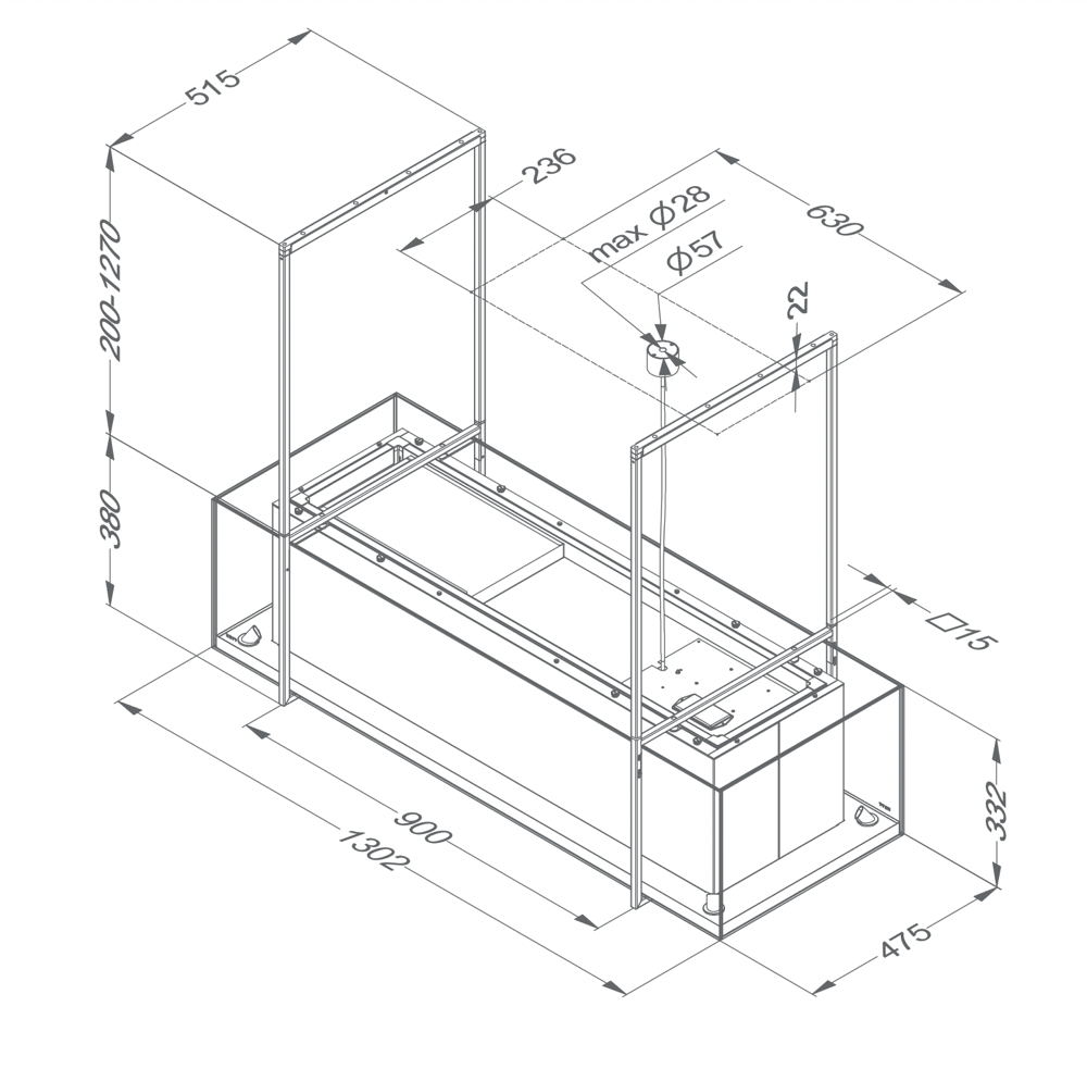 NOVY 7540 hotte îlot - 130cm