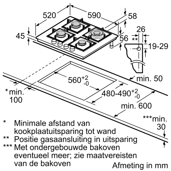 SIEMENS EP6A6HI10 IQ500 table de cuisson au gaz - 60cm