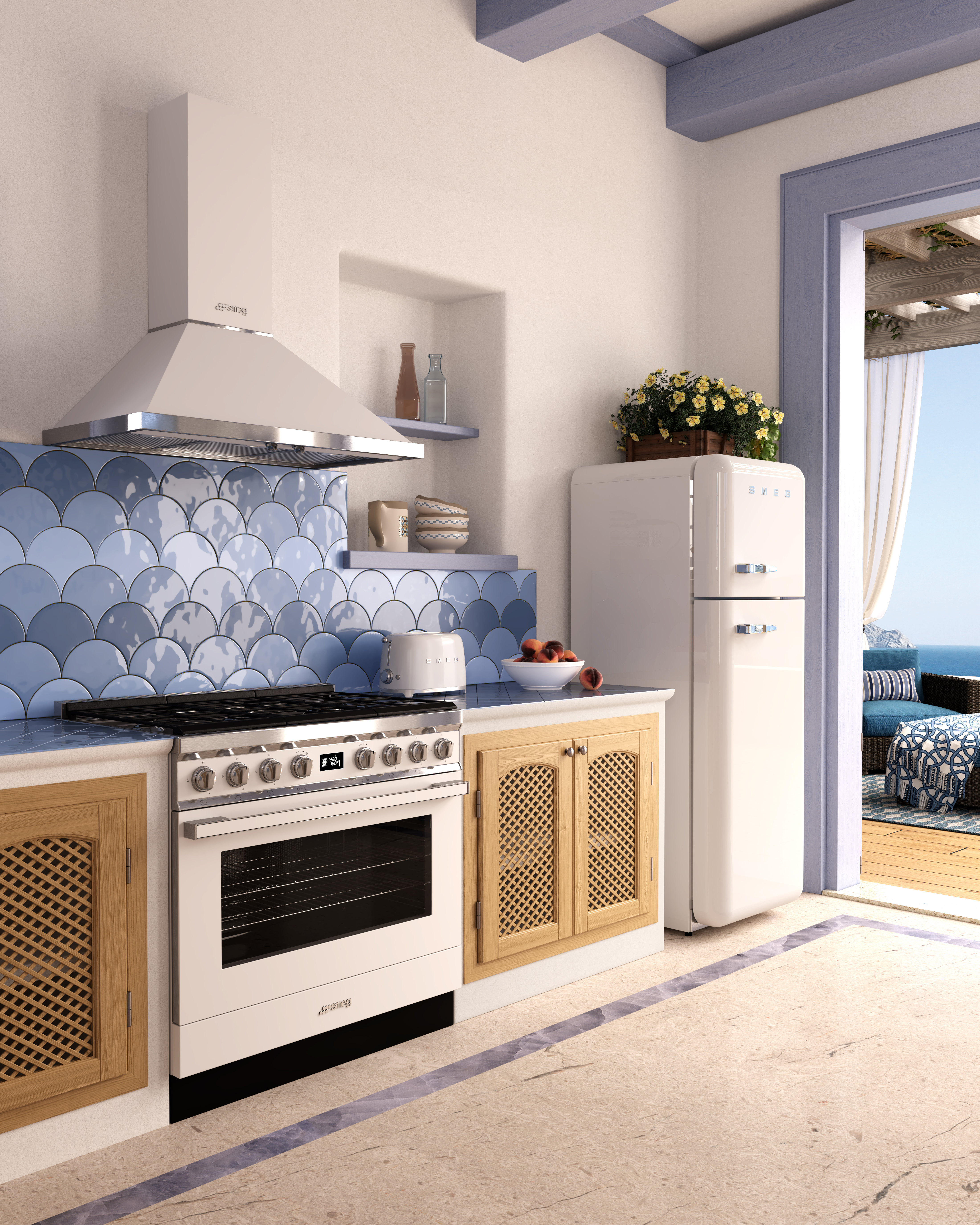SMEG CPF9GPWH cuisinière avec taque à gaz - 90cm