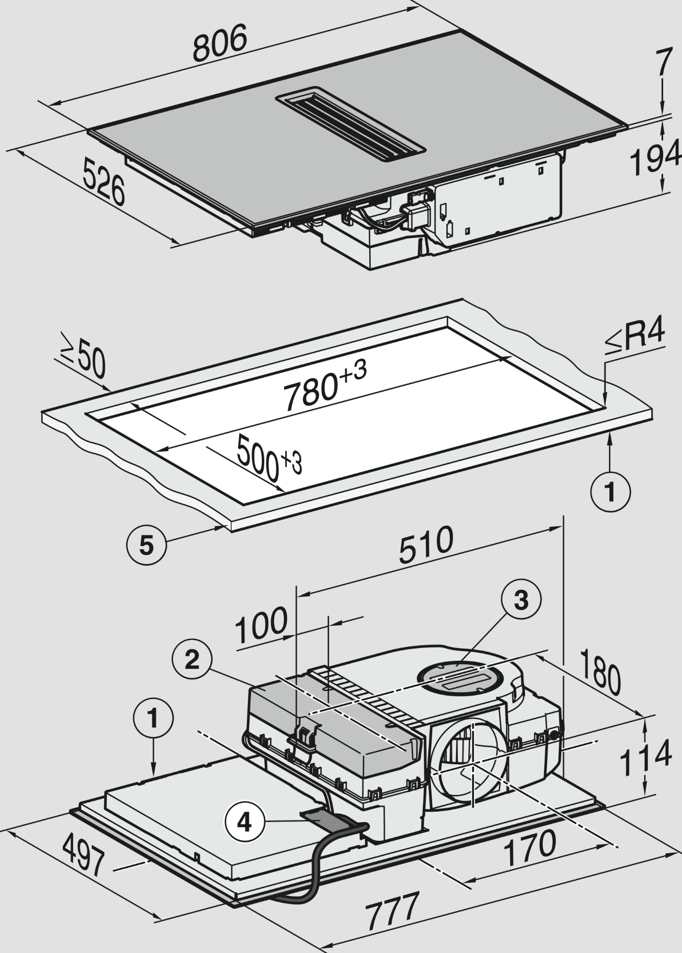 MIELE KMDA7272-1FRSILENCEEDST table de cuisson avec hotte integrée - 80cm