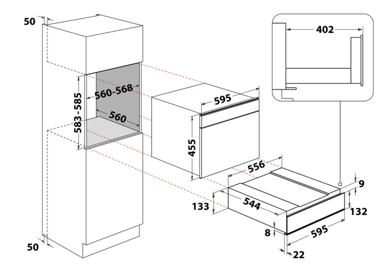 WHIRLPOOL WWD1ABF tiroir chauffant - 14cm