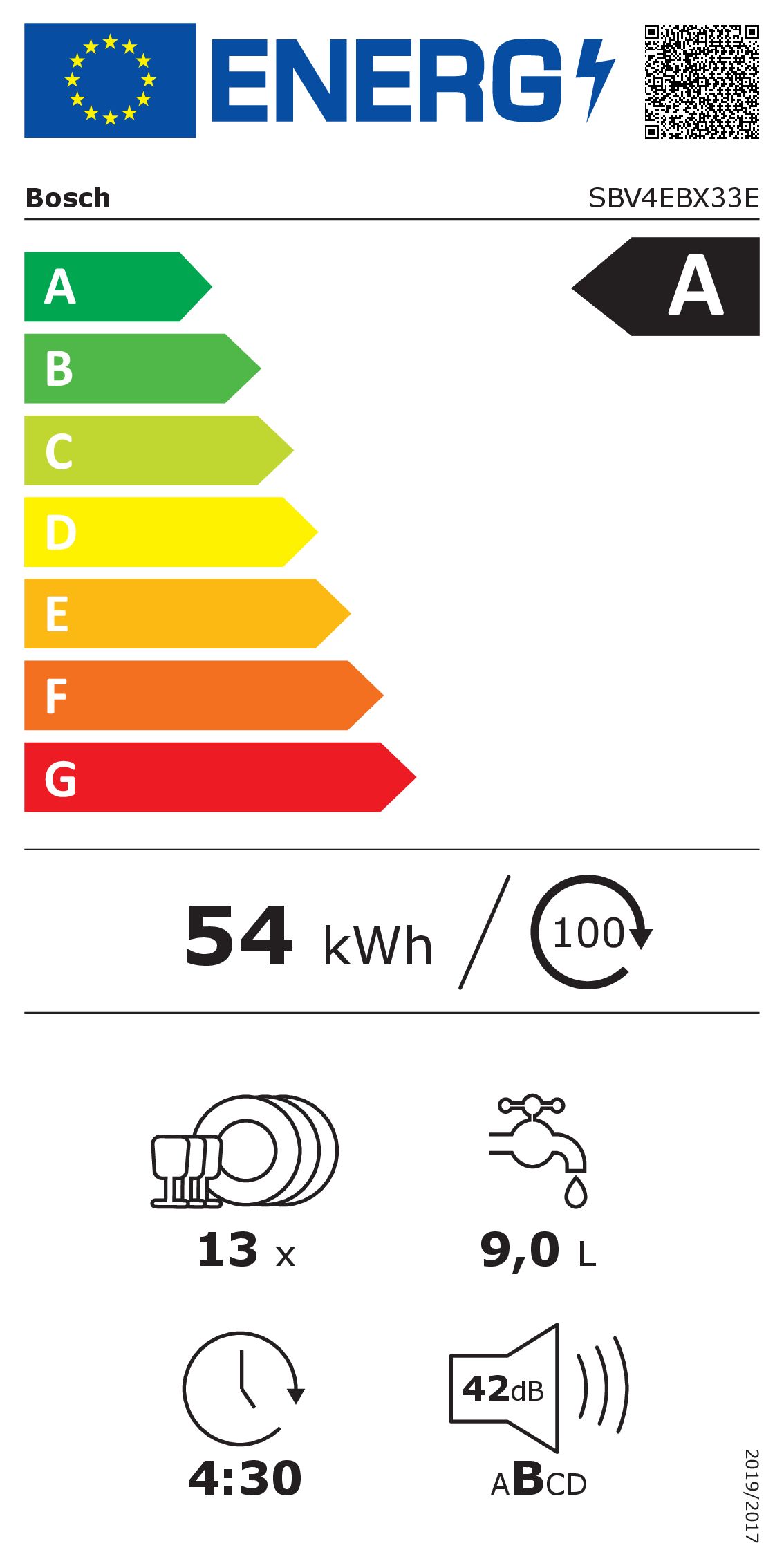 BOSCH SBV4EBX33E lave-vaisselle entièrement intégrable