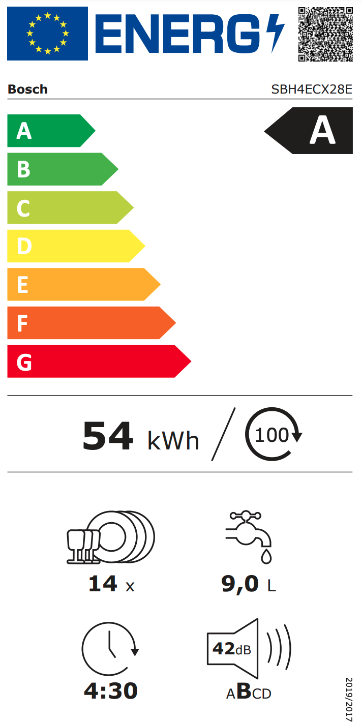 BOSCH SBH4ECX28E SERIE 4 lave-vaisselle entièrement intégrable