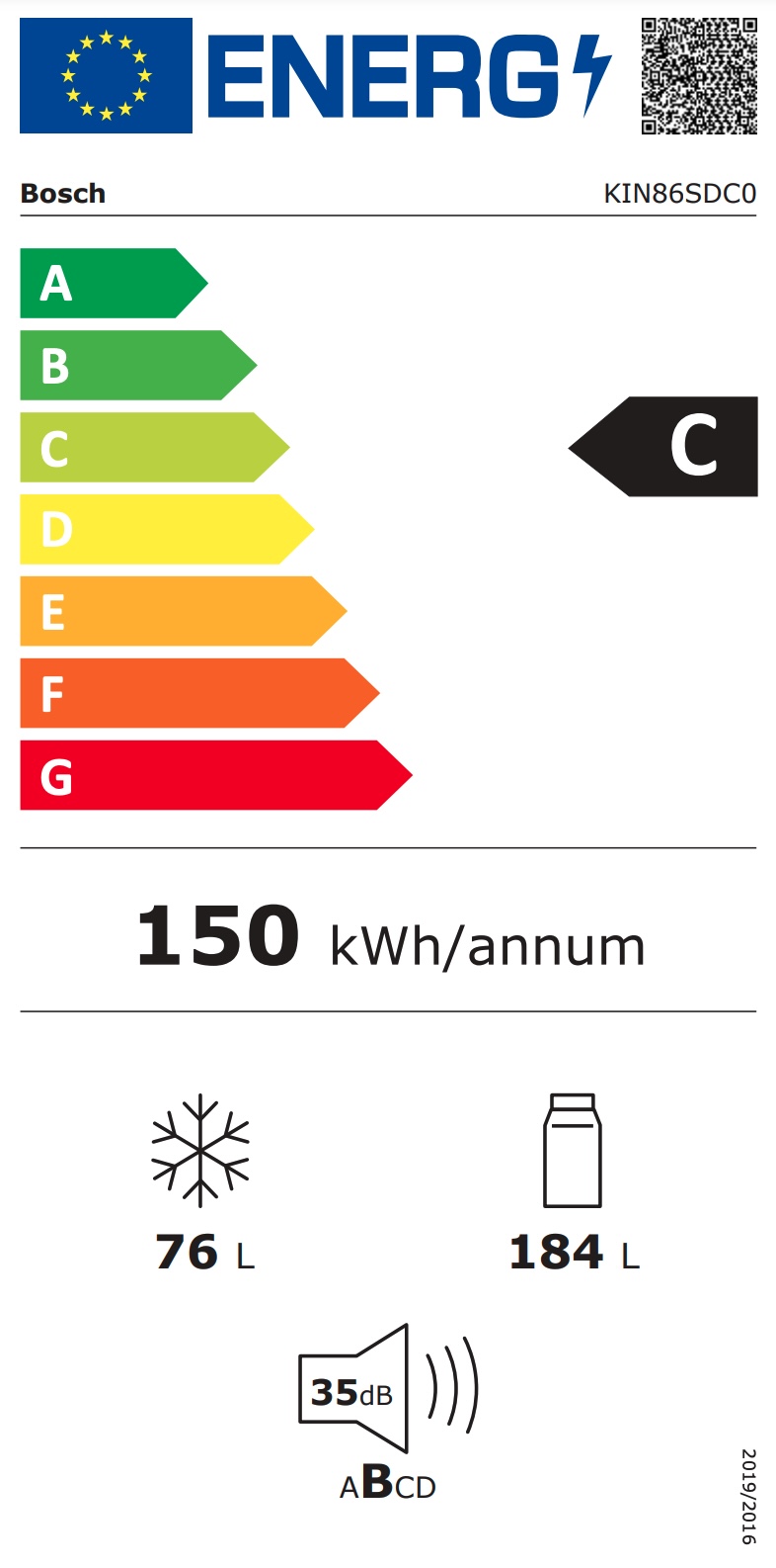 BOSCH KIN86SDC0 SERIE 6 combiné réfrigérateur-congélateur - 178cm