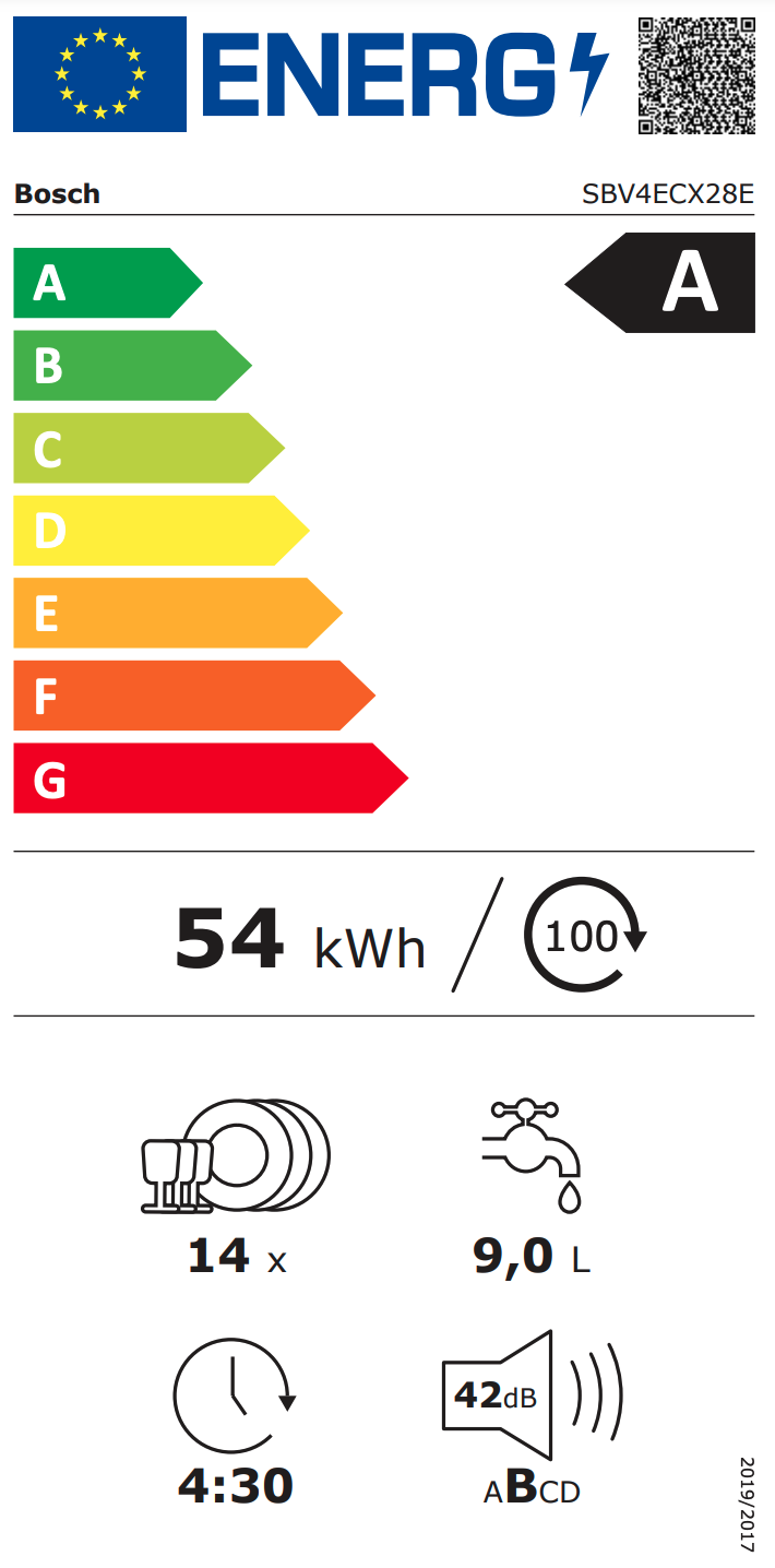 BOSCH SBV4ECX28E SERIE 4 lave-vaisselle entièrement intégrable