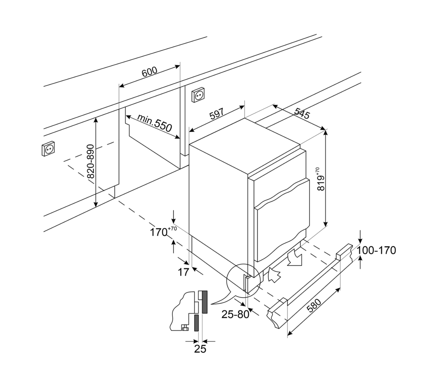 SMEG U8L080DE réfrigérateur sans congélateur - 88cm