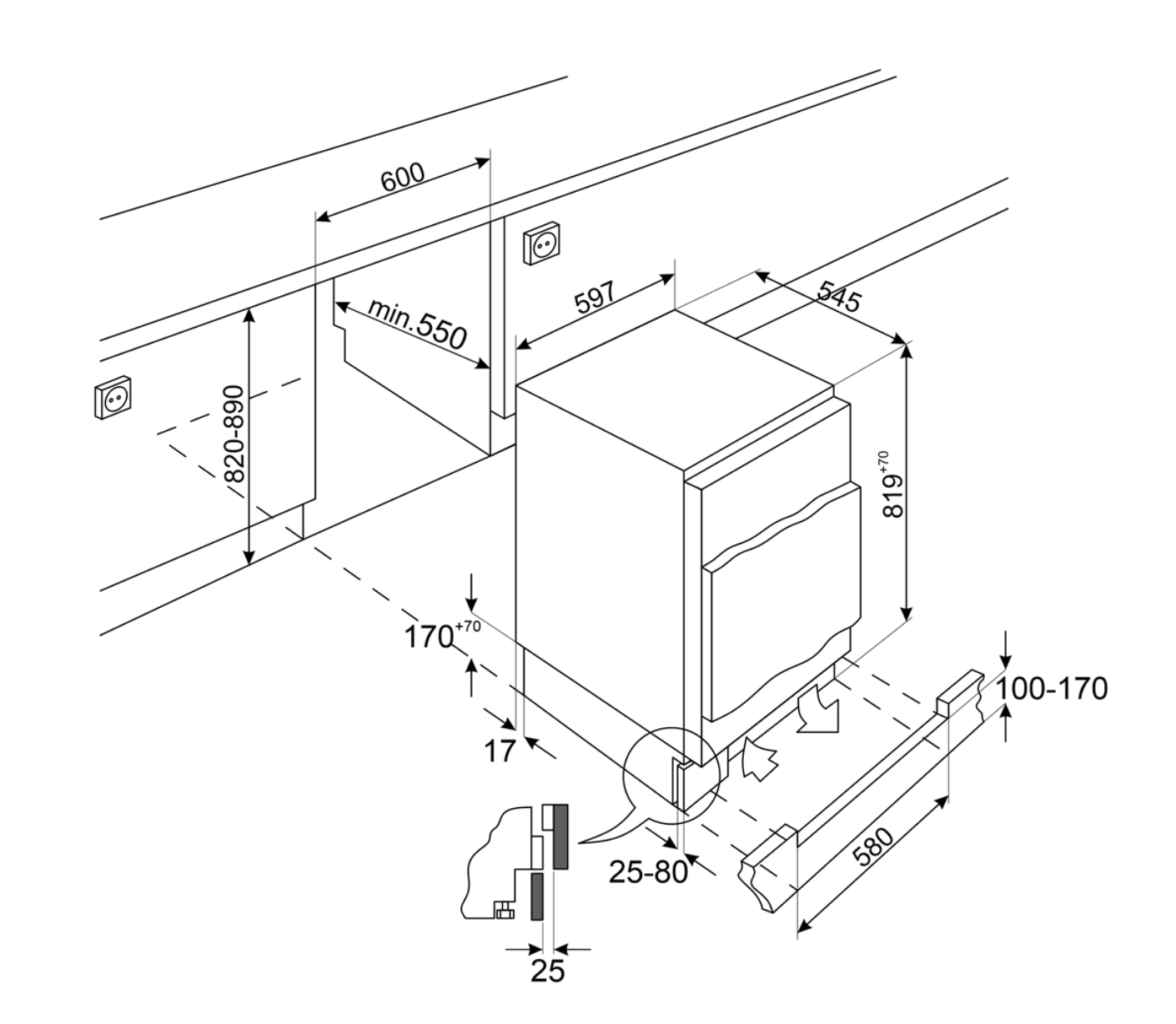 SMEG U8C082DE réfrigérateur avec congélateur - 88cm