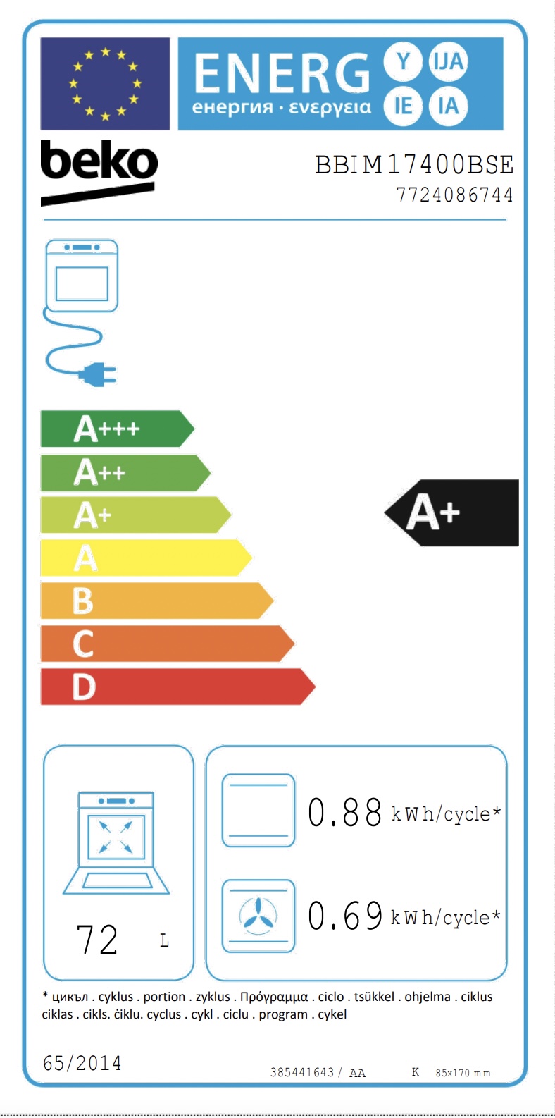 BEKO BBIM17400BSE four multifonction - 60cm