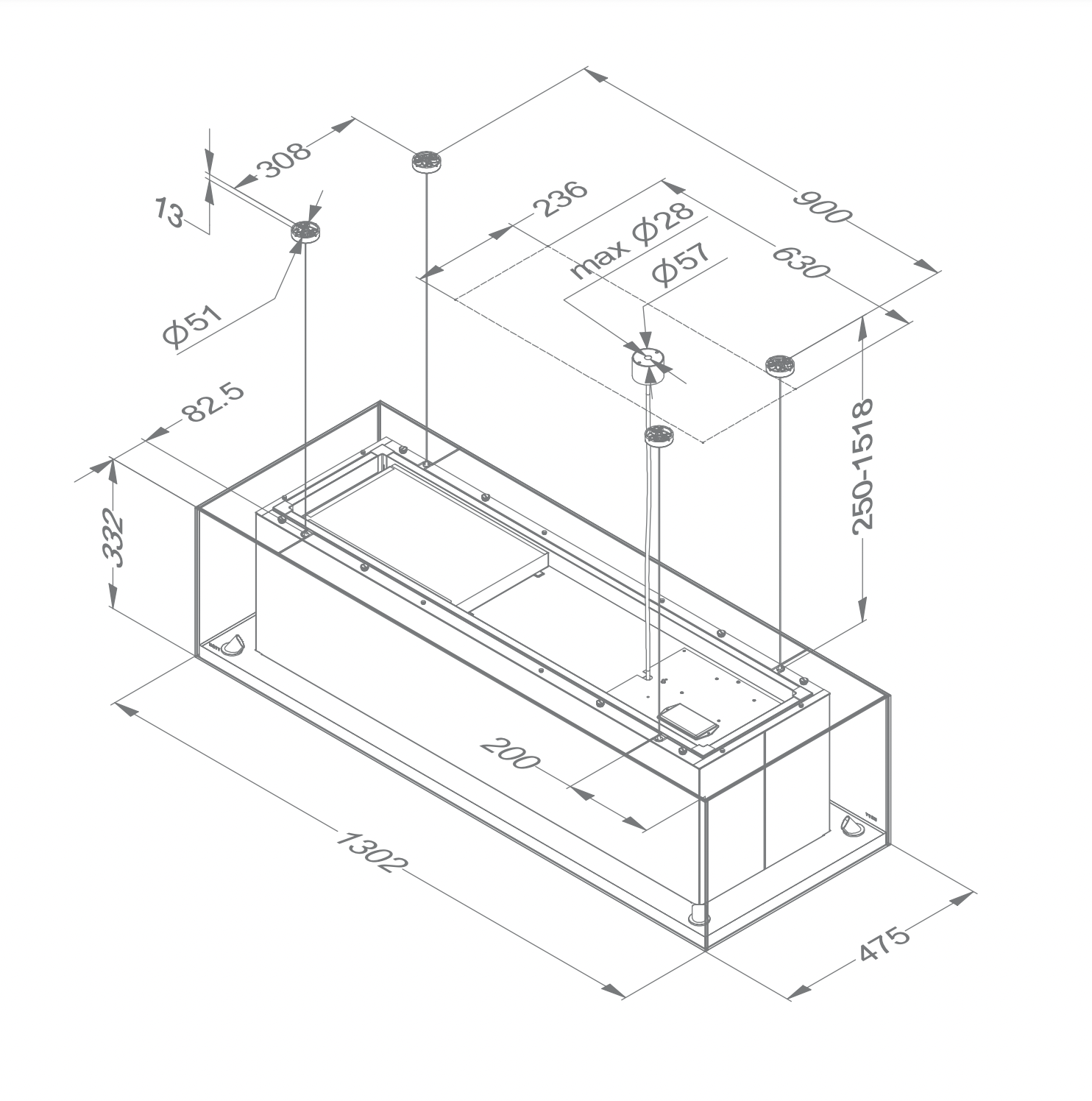 NOVY 7530 hotte îlot - 130cm