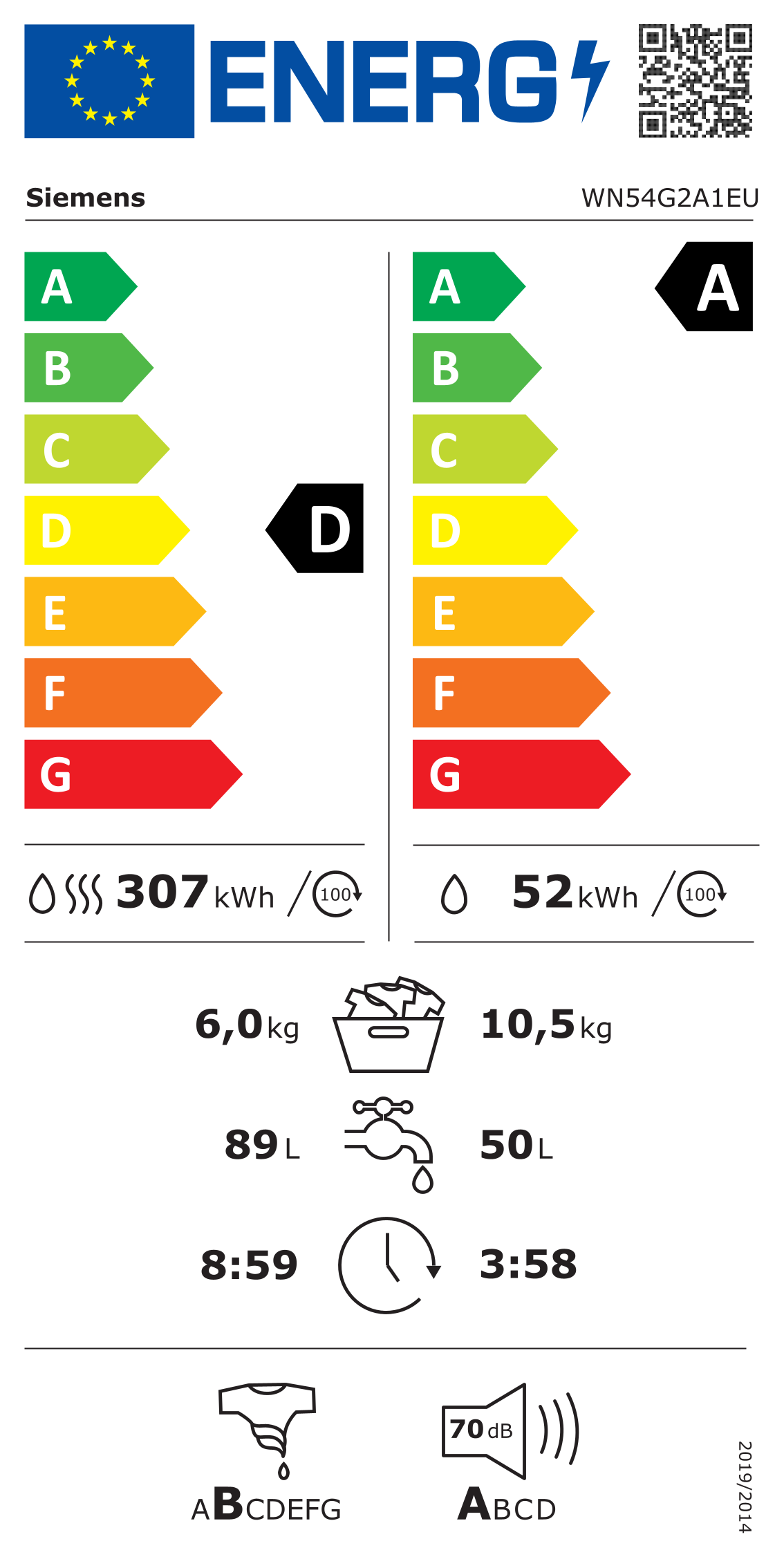 SIEMENS WN54G2A1EU lave-linge séchant