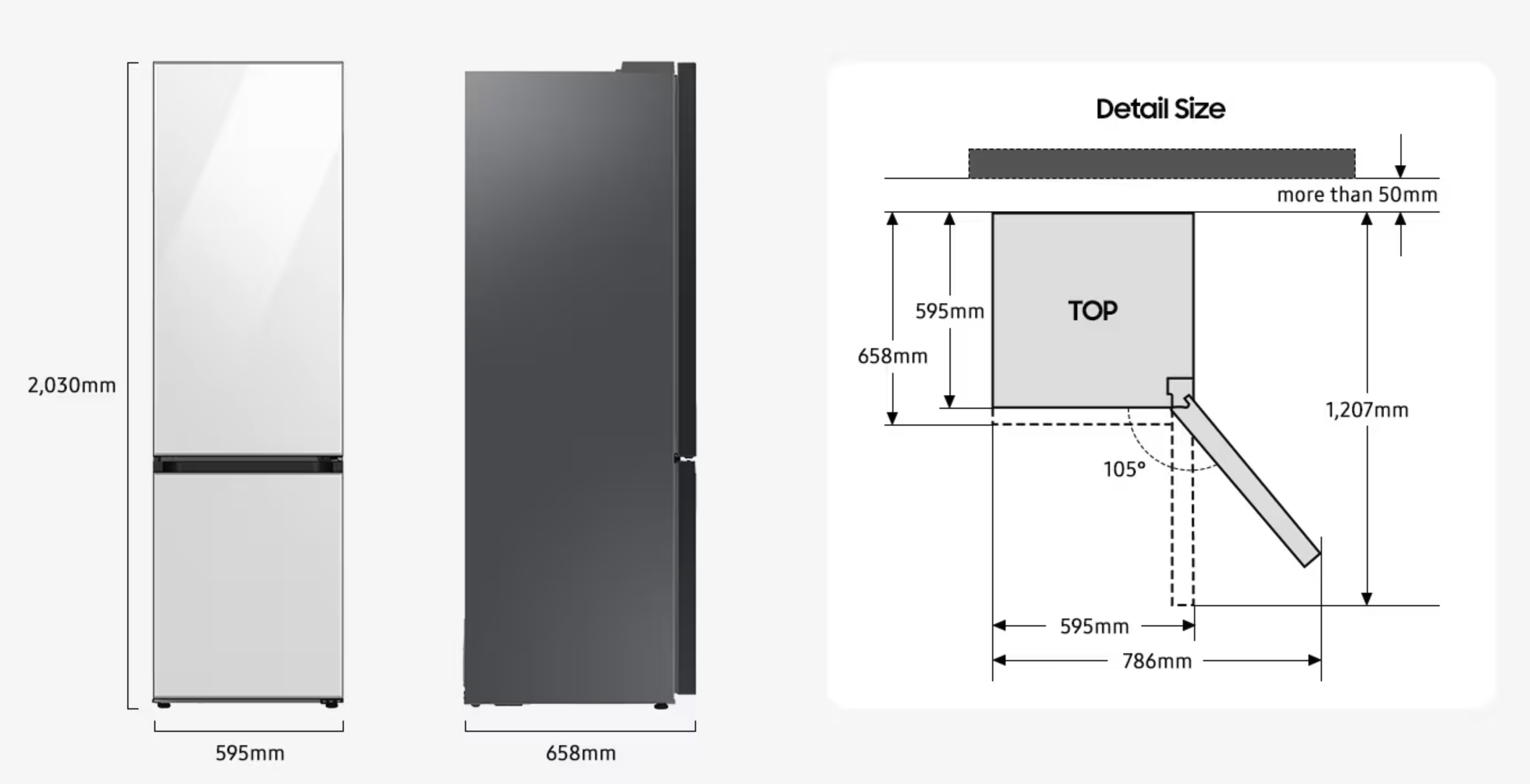 SAMSUNG RB38C7B5BS9/EF combiné réfrigérateur-congélateur pose-libre - 203cm