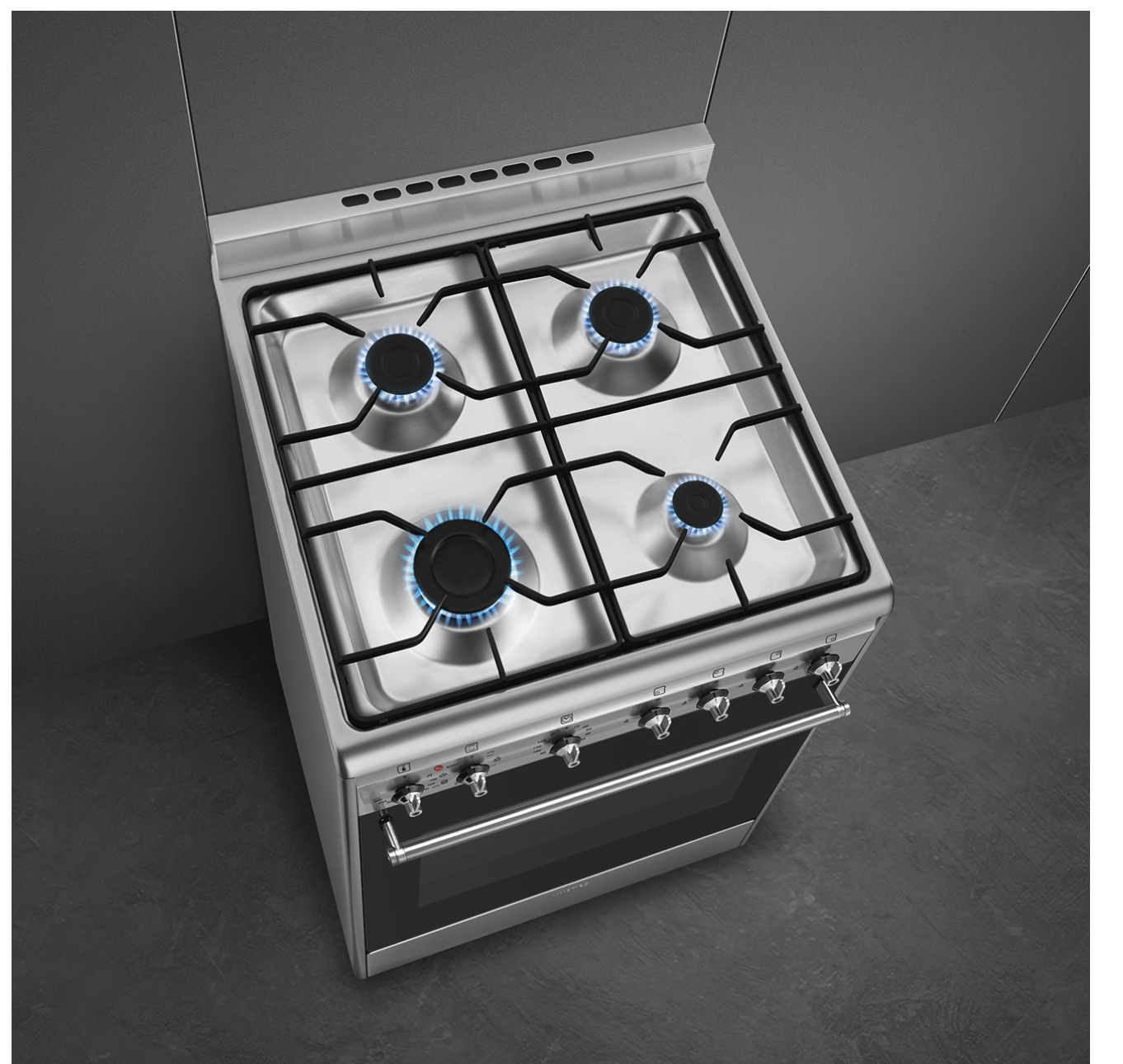 SMEG CX60GMX cuisinière avec taque à gaz - 60cm